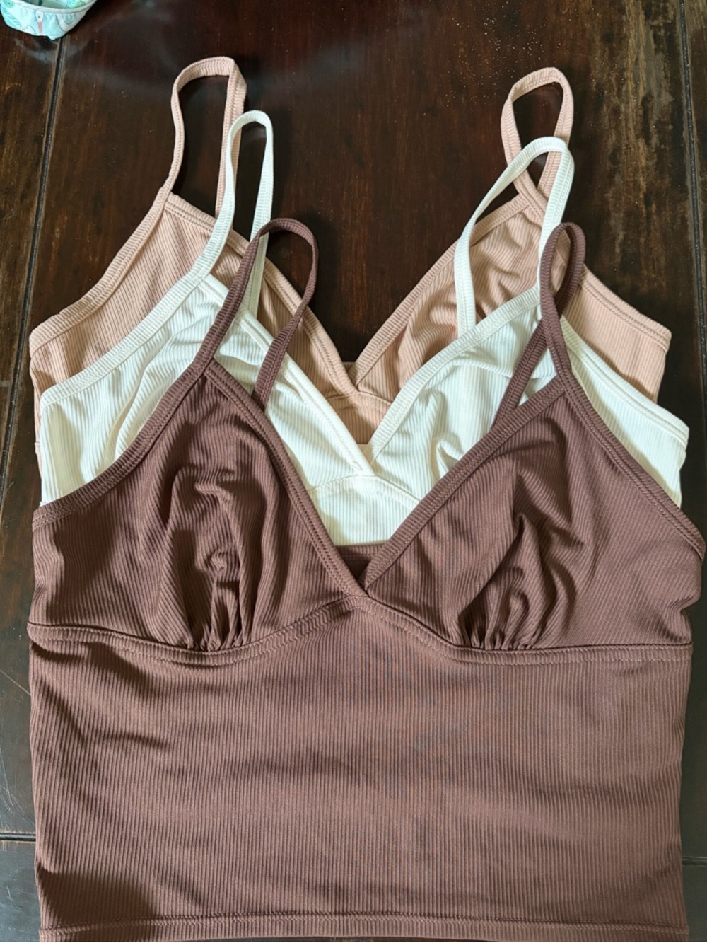 Everyday Ribbed Bralette Tops - Brown, Cream & Blush